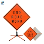 Roll Up Sign & Stand - 48 Inch Reflective End Road Work Roll Up Traffic Sign